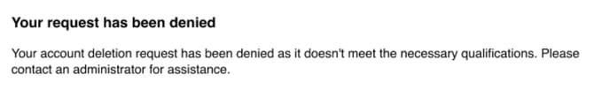 account deletion denied
